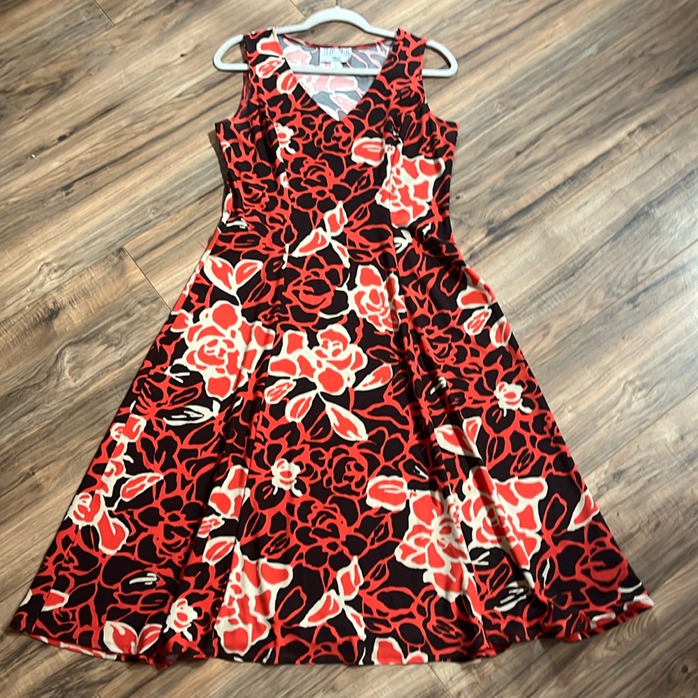 EUC Julian Taylor New York A-Line Multi- Floral Dress Size 10